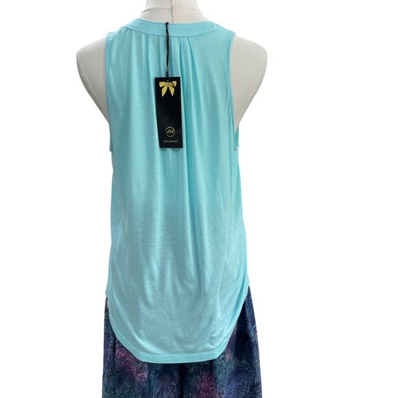 Iris Basic Aqua Sleeveless Top Medium Soft Girl Summer Coastal Minimalist Cruise - Picture 8 of 10